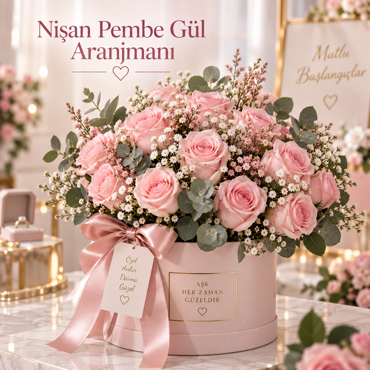 Nişan Pembe Gül Aranjmanı