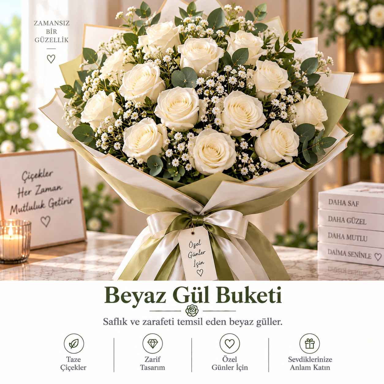 Beyaz Gül Buketi