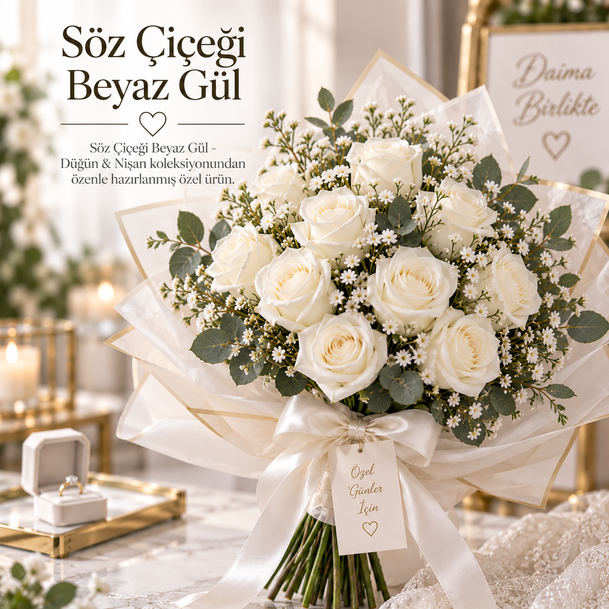 Söz Çiçeği Beyaz Gül