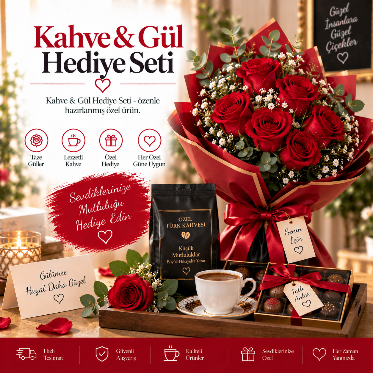 Kahve & Gül Hediye Seti